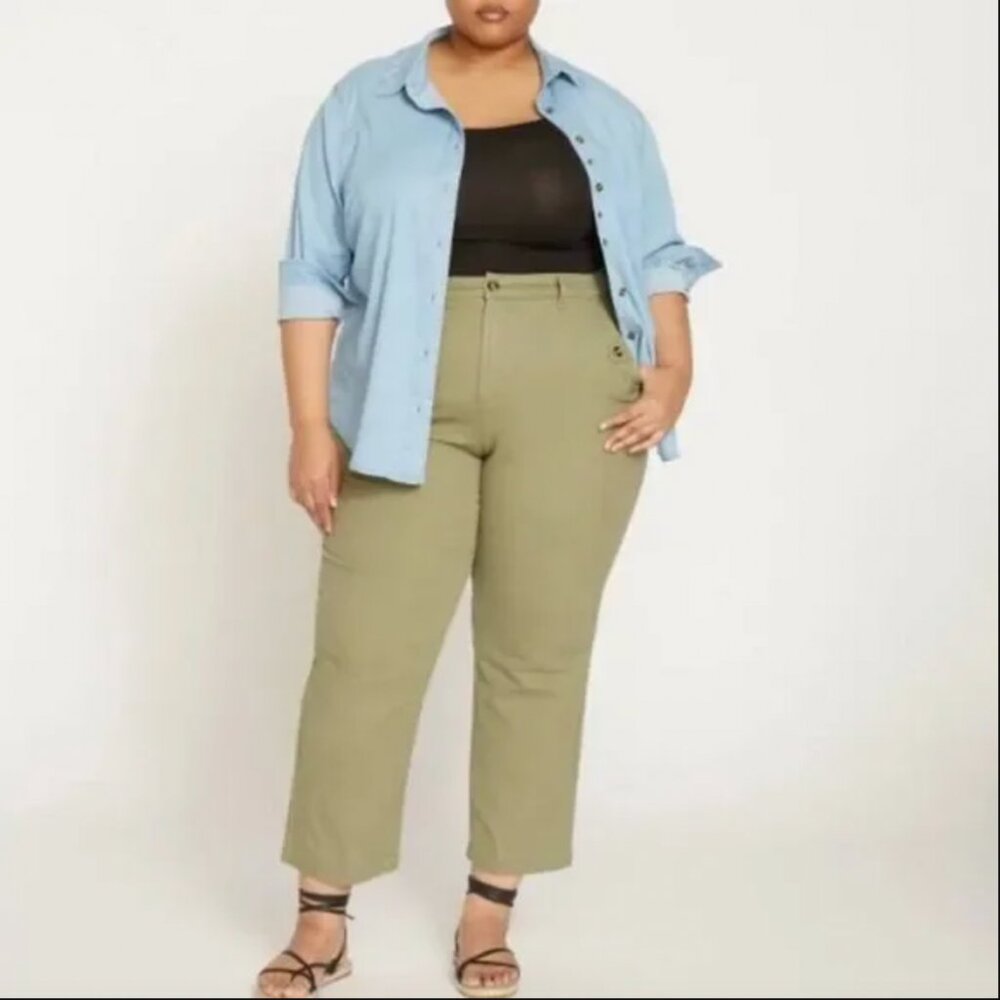 Universal Standard Casual Twill Pants​​​ Pistachio Plus Size 24